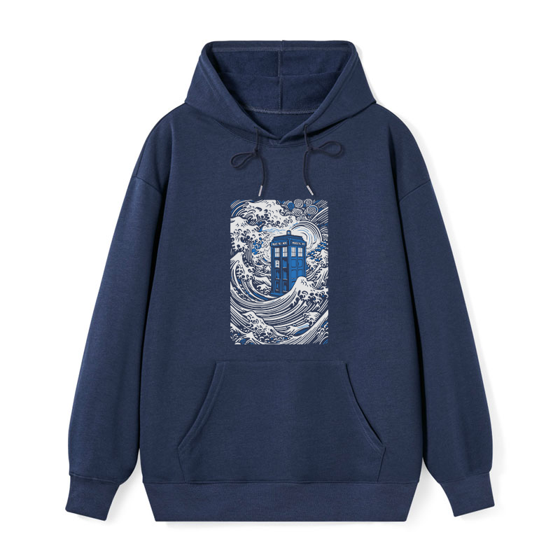 teskony The Great Wave Off Tardis Classic Hoodie
