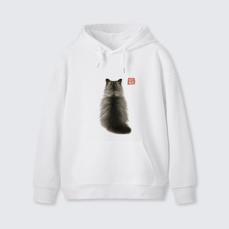 teskony Cat's Back Ink Painting Classic Hoodie