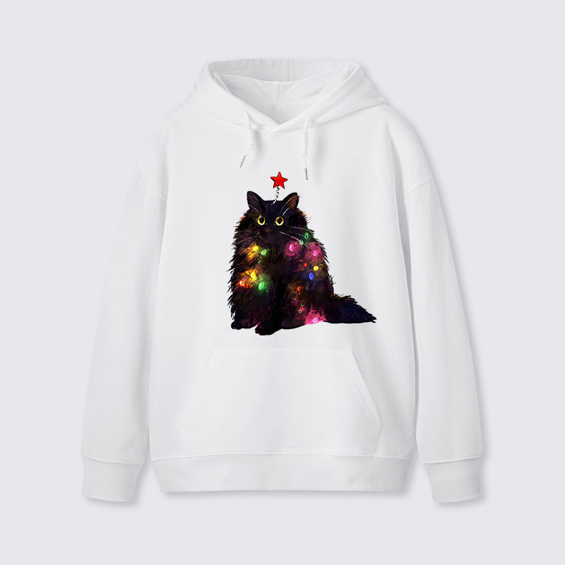 teskony Christmas Lights Cat Classic Hoodie