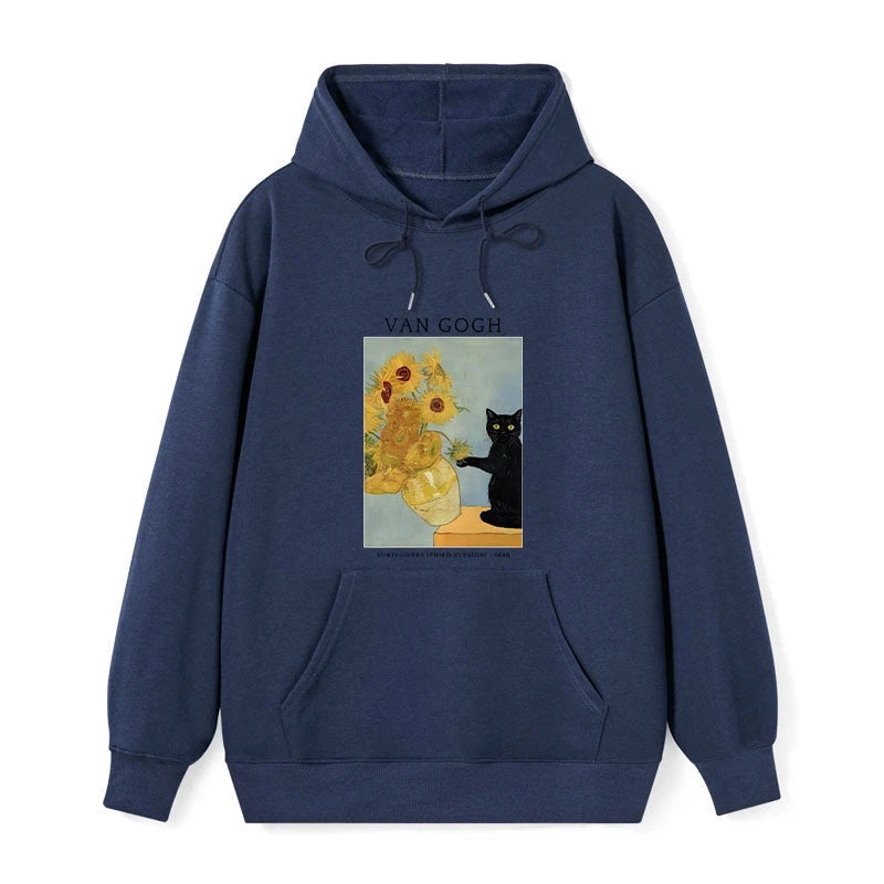 teskony Black Cat With Sunflowers Classic Hoodie