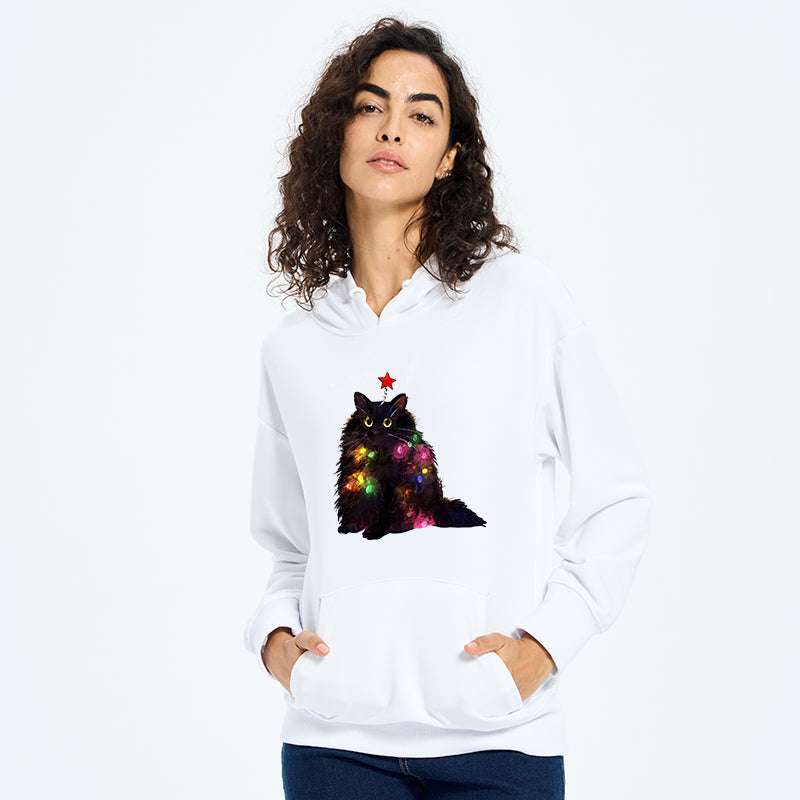 teskony Christmas Lights Cat Classic Hoodie