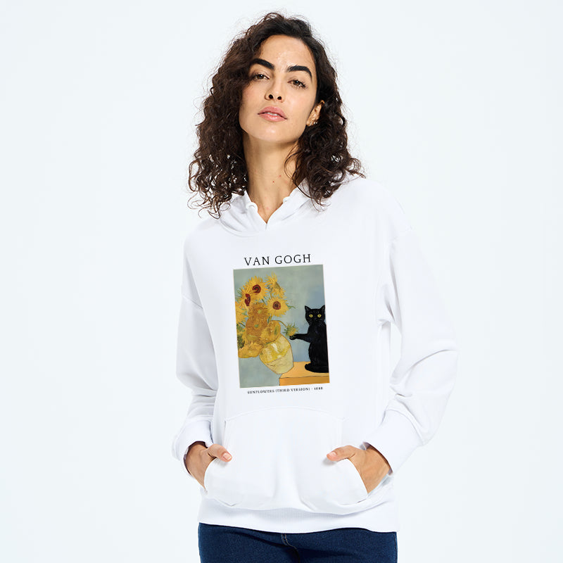 teskony Black Cat With Sunflowers Classic Hoodie
