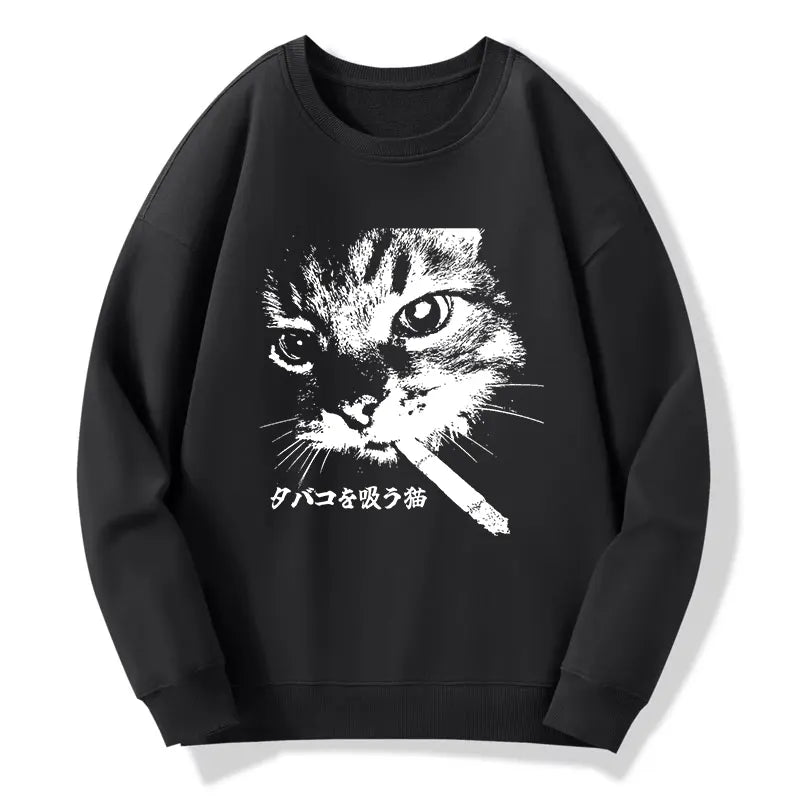 Tokyo-Tiger Retro Cat Smoking Classic Sweatshirt