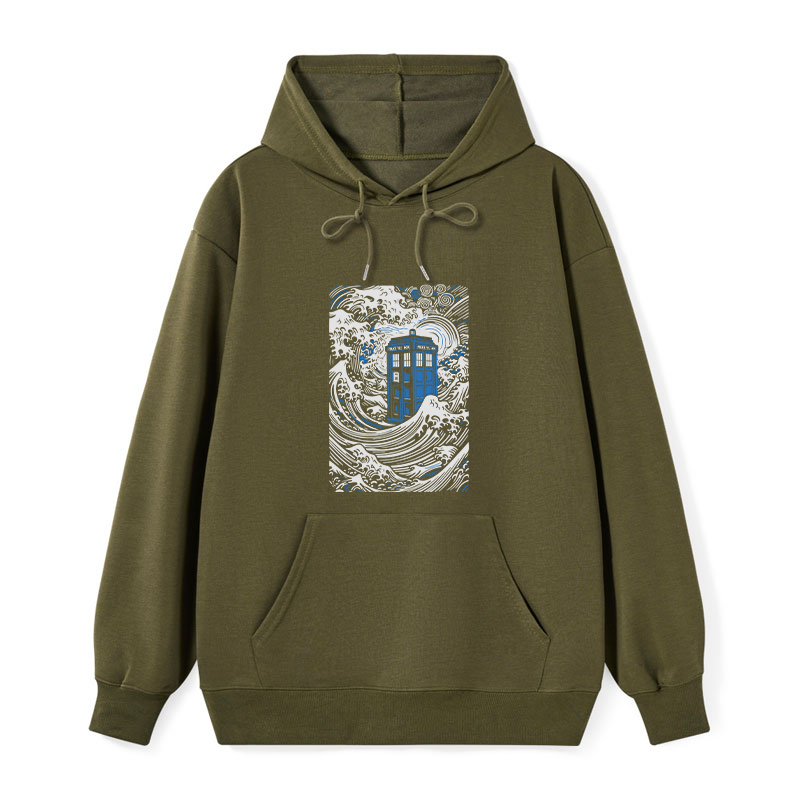 teskony The Great Wave Off Tardis Classic Hoodie