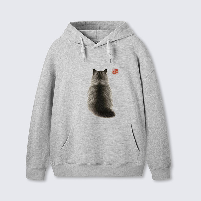 teskony Cat's Back Ink Painting Classic Hoodie
