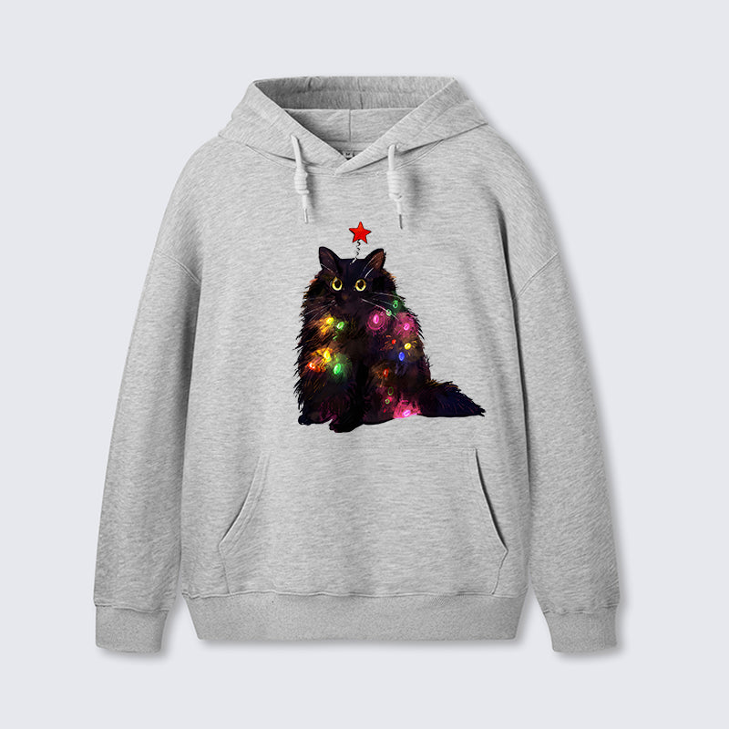 teskony Christmas Lights Cat Classic Hoodie
