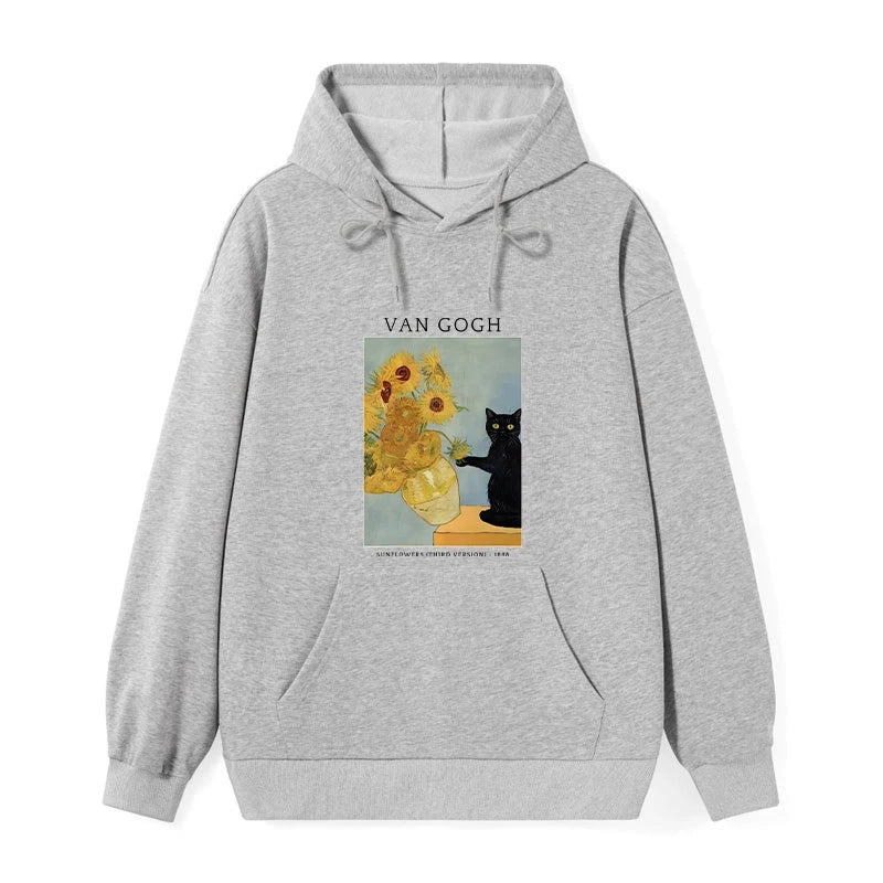 teskony Black Cat With Sunflowers Classic Hoodie