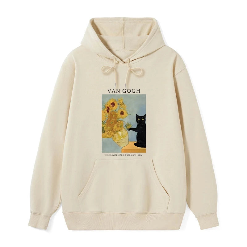 teskony Black Cat With Sunflowers Classic Hoodie
