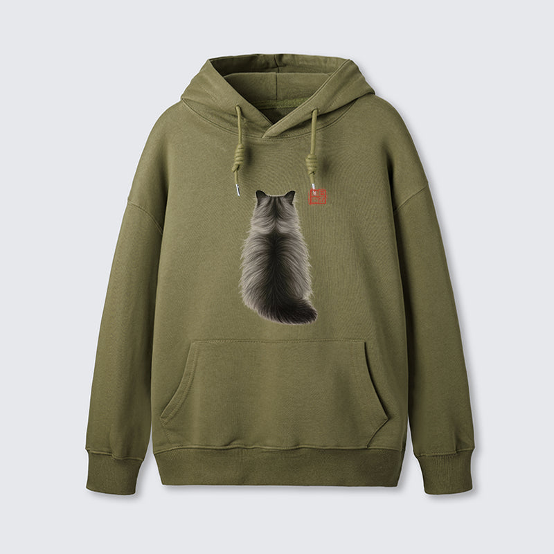 teskony Cat's Back Ink Painting Classic Hoodie