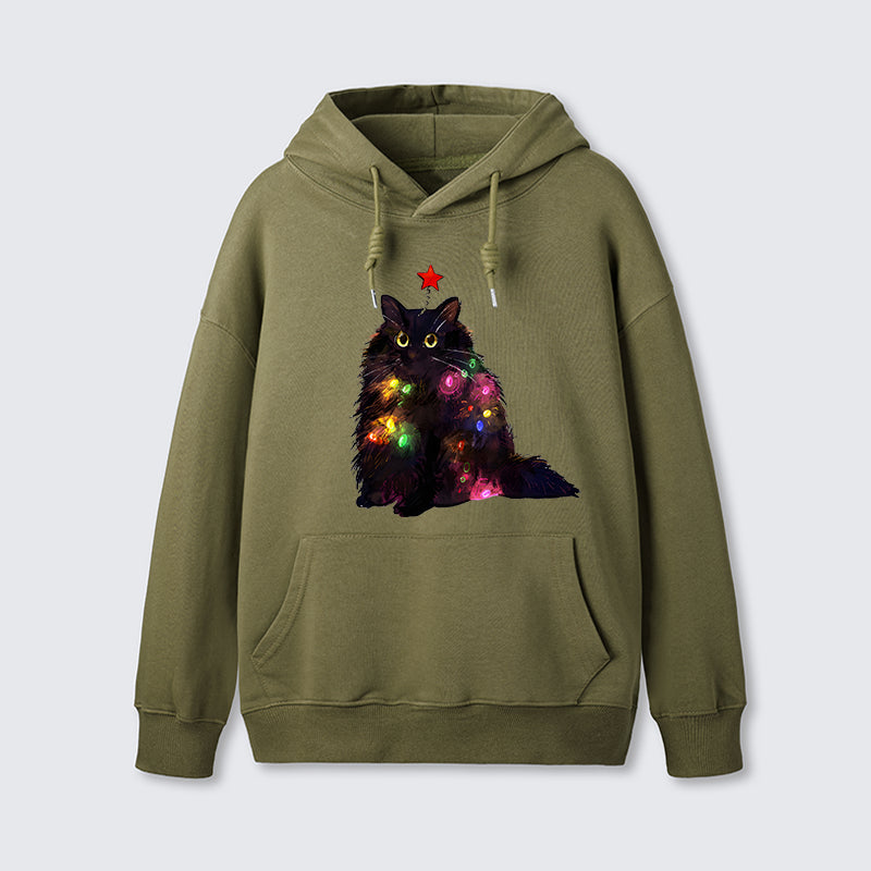 teskony Christmas Lights Cat Classic Hoodie