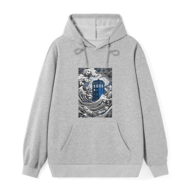 teskony The Great Wave Off Tardis Classic Hoodie