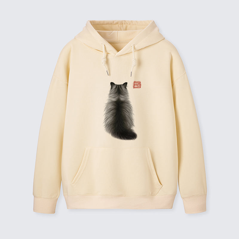 teskony Cat's Back Ink Painting Classic Hoodie