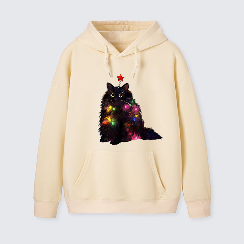 teskony Christmas Lights Cat Classic Hoodie