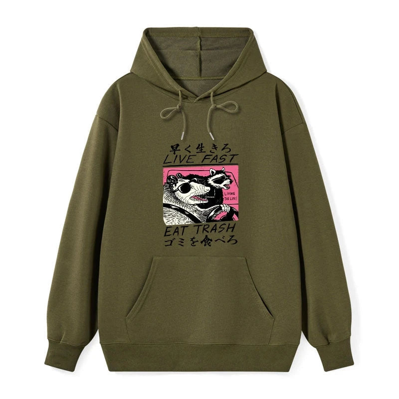 teskony Live Fast Eat Trash Classic Hoodie