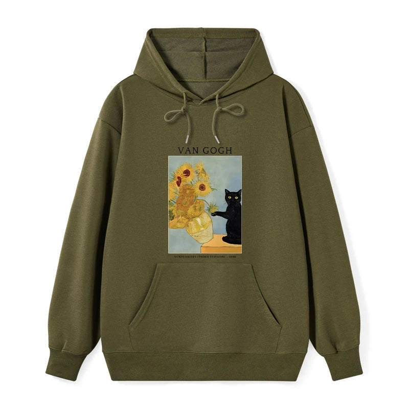 teskony Black Cat With Sunflowers Classic Hoodie