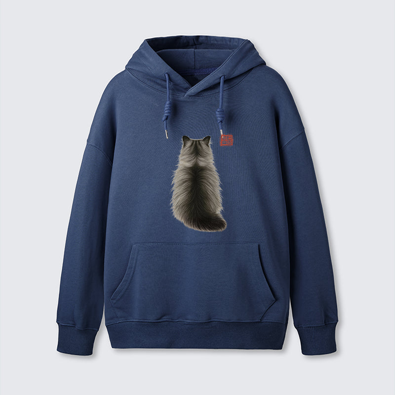 teskony Cat's Back Ink Painting Classic Hoodie