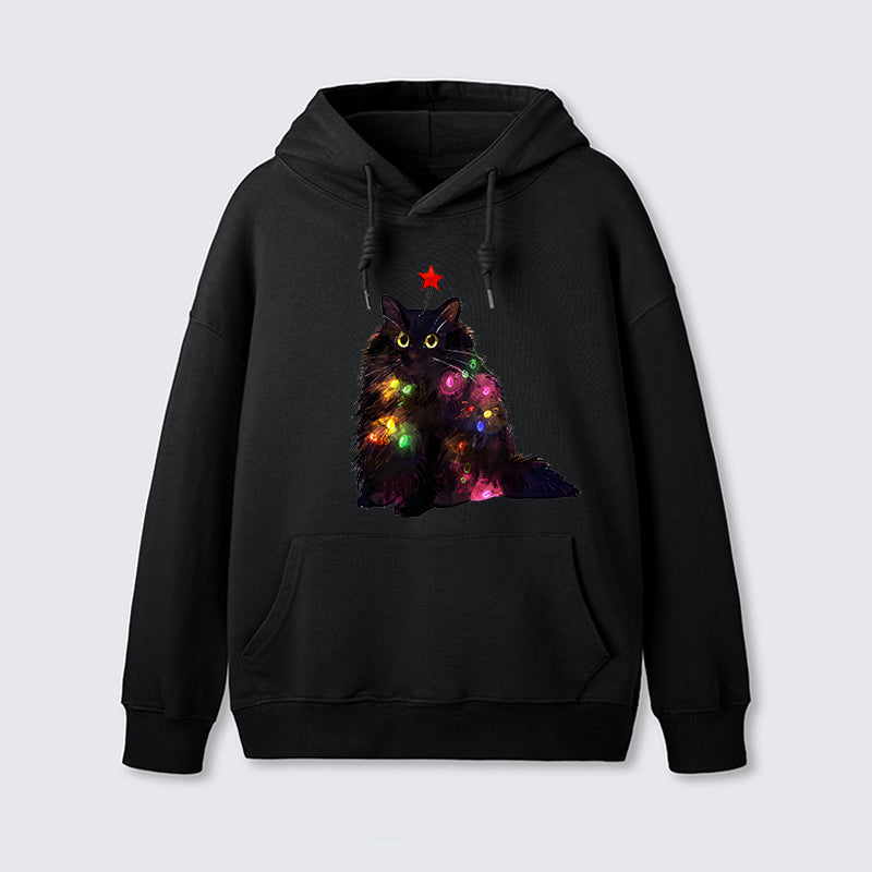 teskony Christmas Lights Cat Classic Hoodie