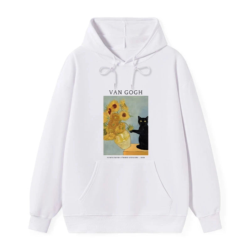 teskony Black Cat With Sunflowers Classic Hoodie