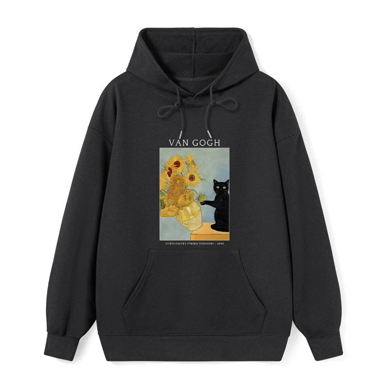 teskony Black Cat With Sunflowers Classic Hoodie