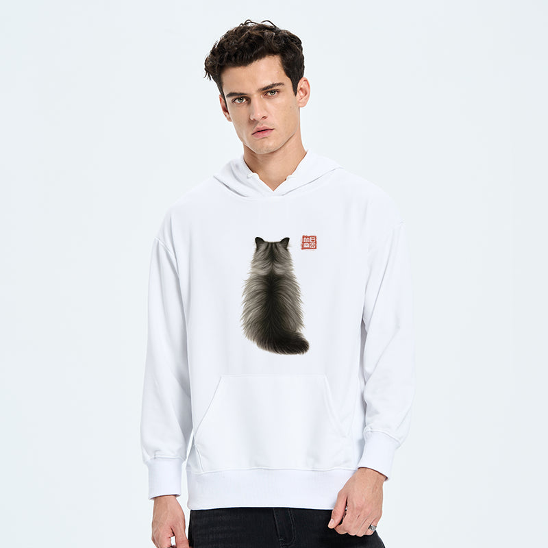 teskony Cat's Back Ink Painting Classic Hoodie