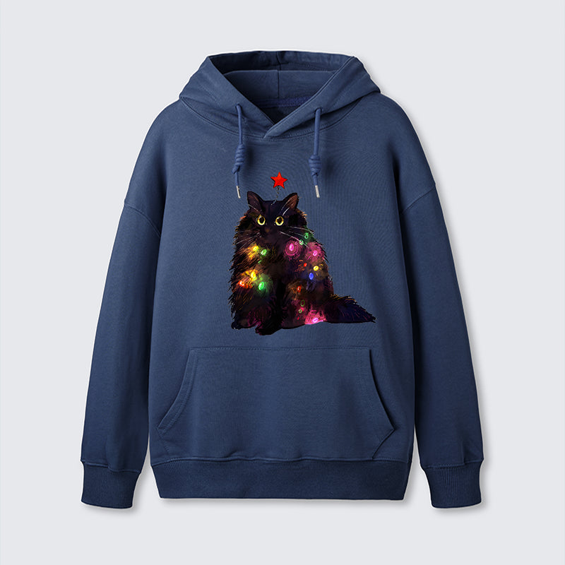 teskony Christmas Lights Cat Classic Hoodie