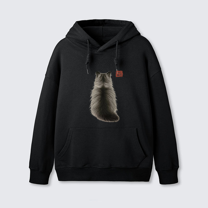 teskony Cat's Back Ink Painting Classic Hoodie