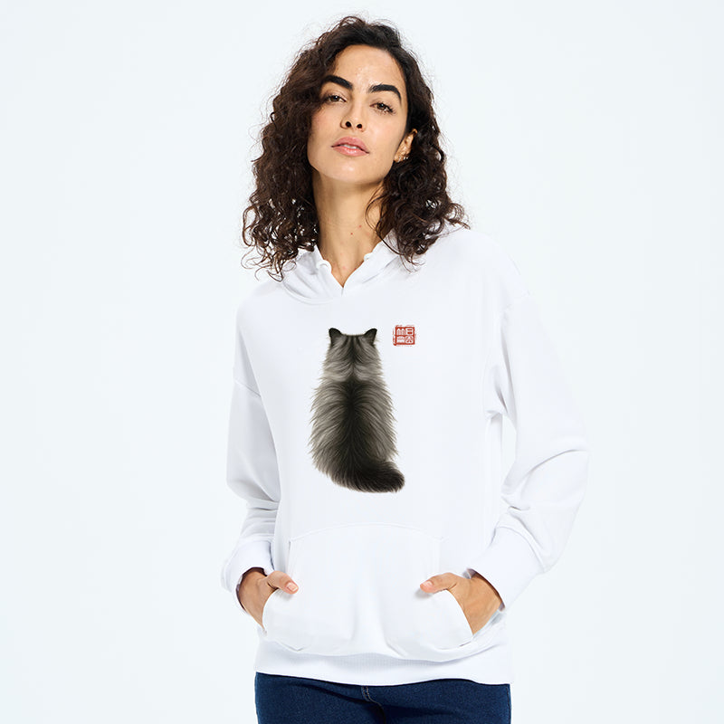 teskony Cat's Back Ink Painting Classic Hoodie