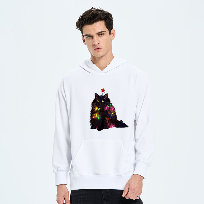 teskony Christmas Lights Cat Classic Hoodie